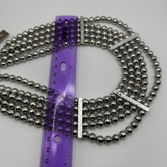 Chico's Necklace NWT Jewlery Statement 21" Adjustable Silver Tone Layered Beads - Picture 8 of 8
